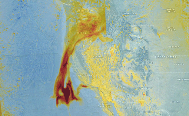 Satellite image of wildfires