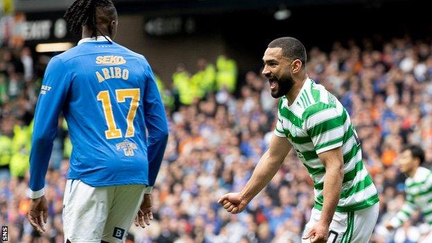 Celtic's Cameron Carter-Vickers celebrates against Rangers