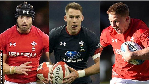 Leigh Halfpenny, Liam Williams and James Davies