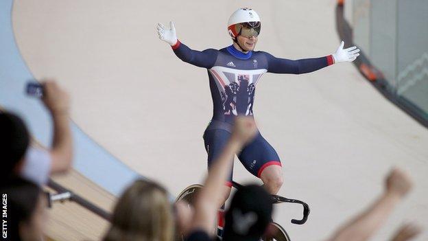 Jason Kenny celebrates a victory in Rio