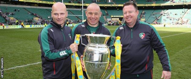 Richard Cockerill with the English Premiership trophy