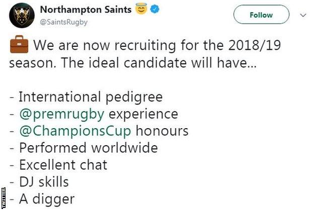 Northampton Saints tweet