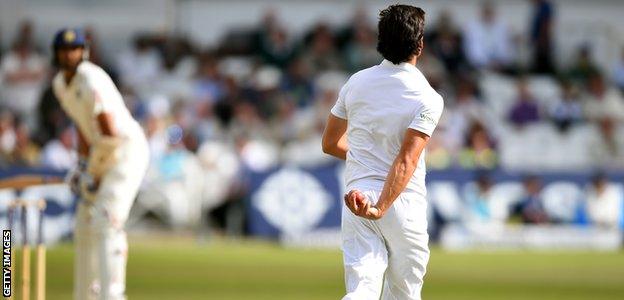 Alastair Cook mimics the bowling of Bob Willis