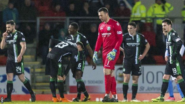 Hibs goalkeeper Ofir Marciano was sent off in the 1-1 draw with St Johnstone