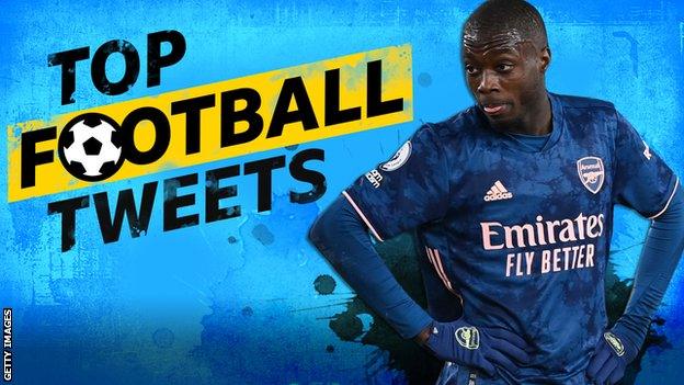 Nicolas Pepe cut-out on Top Football Tweets background