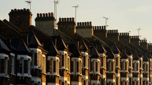 Row of terraced houses in south London