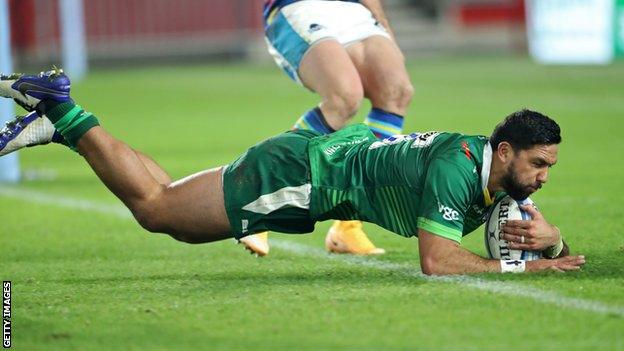 Curtis Rona scores London Irish's try against Leicester