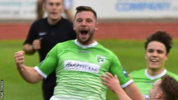 Craig Young scores for Guernsey FC