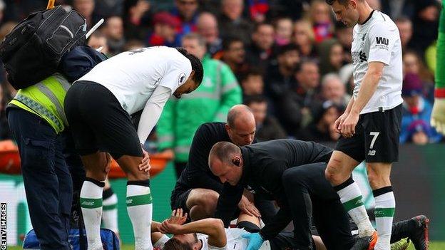 Adam Lallana after being injured against Crystal Palace