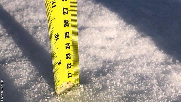 Eight inches of snowfall overnight left Livingston's pitch unplayable