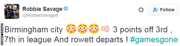 Robbie Savage Tweet on Gary Rowett