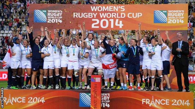 England women celebrate their World Cup win in 2014