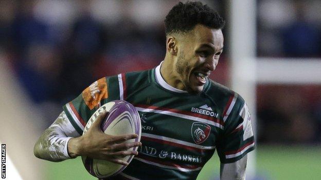 Jordan Olowofela in action for Leicester Tigers