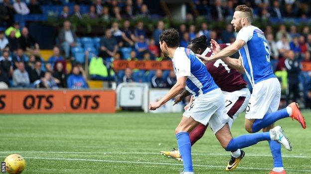 Isma Goncalves scores for Hearts at Kilmarnock