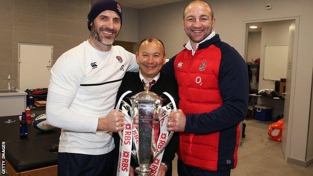 England coaches Eddie Jones, Paul Gustard and Steve Borthwick