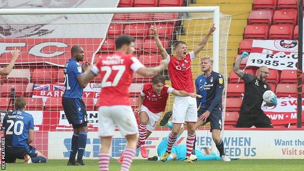 Patrick Schmidt scores Barnsley's winner