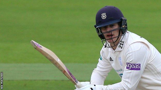 Jimmy Adams hit 22 fours along the way to his unbeaten score of 132 against Yorkshire