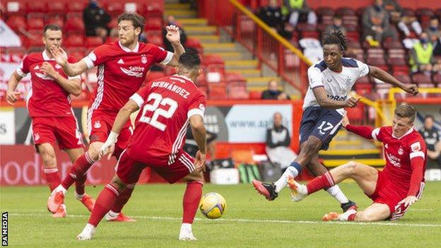 Rangers' Joe Aribo shoots for goal