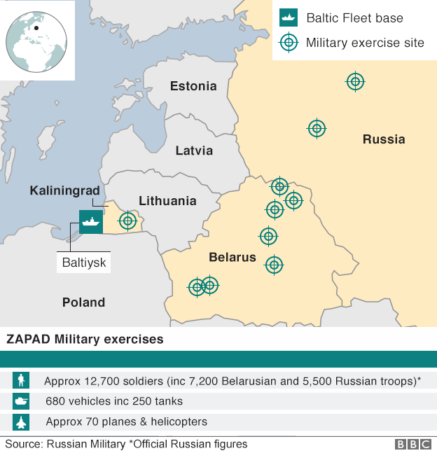 Zapad exercise locations