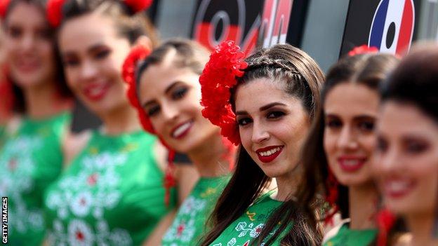 Grid girls at the Mexican Grand Prix