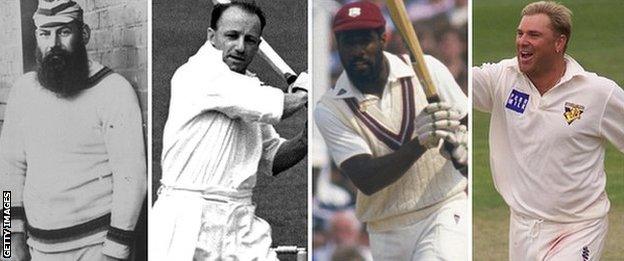 WG Grace, Don Bradman, Viv Richards and Shane Warne