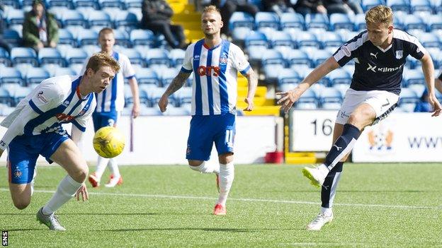 Greg Stewart scores for Dundee against Kilmarnock