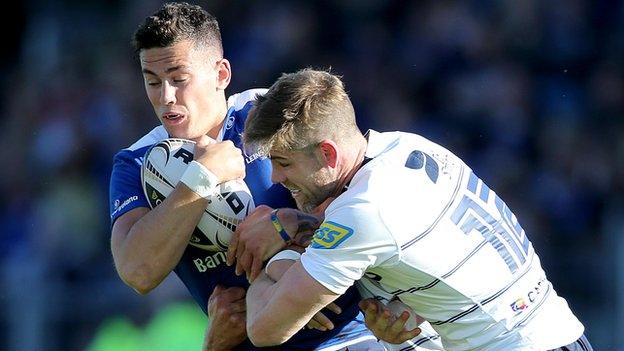 Leinster's Noel Reid is tackled by Cardiff's Gavin Evans