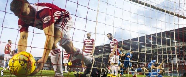 Kari Arnason (far right) celebrates after making it 2-1 Aberdeen