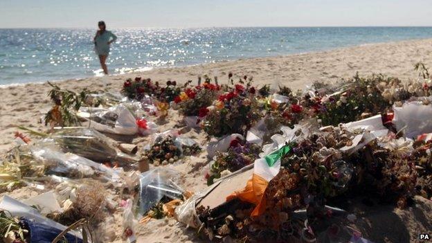 Tributes on beach