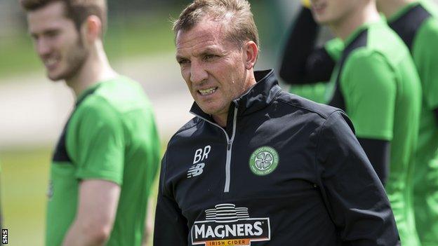 Brendan Rodgers takes the first day of pre-season training at Celtic on Monday