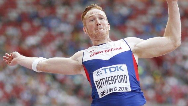 Greg Rutherford in action for Great Britain at the World Championships in Beijing