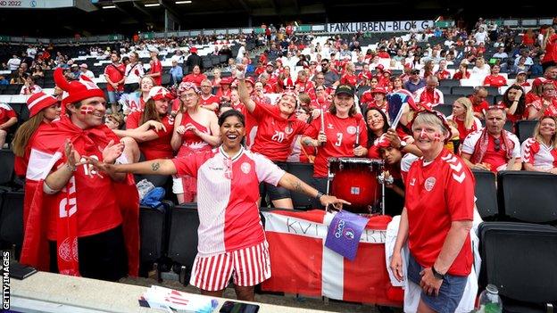 Denmark fans celebrate