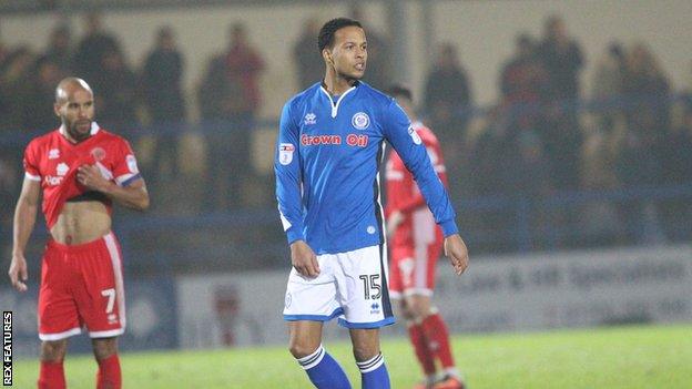 Joe Thompson looks on after taking to the field for Rochdale against Walsall