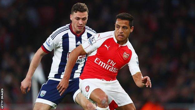 James Chester against Alexis Sanchez