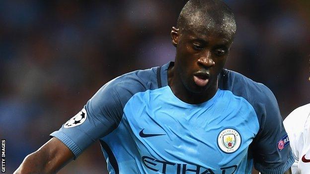 Yaya Toure playing for Manchester City this season