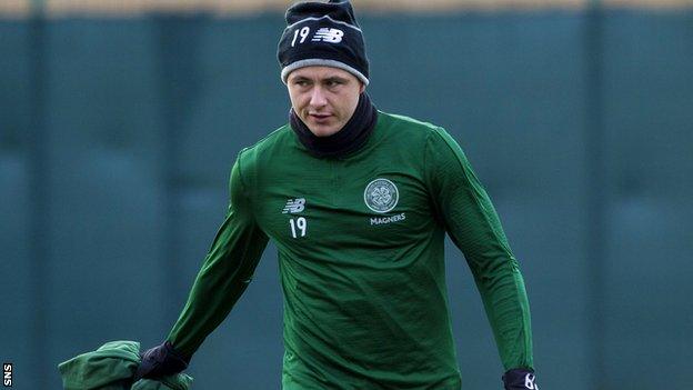 Celtic midfielder Scott Allan during training