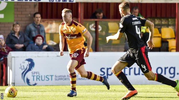 Allan Campbell playing for Motherwell against Partick Thistle