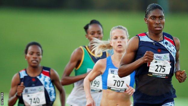 Caster Semenya running the 5,000m at the South African National Championships