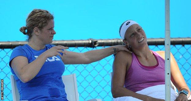 Kim Clijsters worked with fellow Belgian Yanina Wickmayer at the 2016 Australian Open and has linked up with her at this year's Wimbledon too