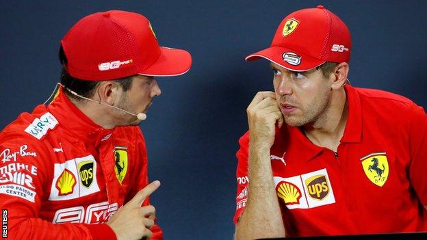 Ferrari drivers Sebastian Vettel and Charles Leclerc