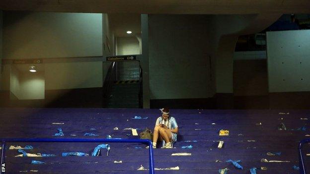 An Argentina fan after their draw against Peru