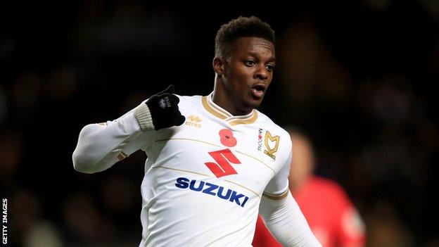 Kieran Agard playing for MK Dons