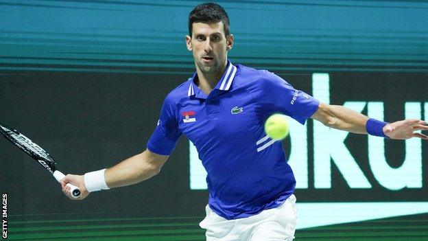 Novak Djokovic in action