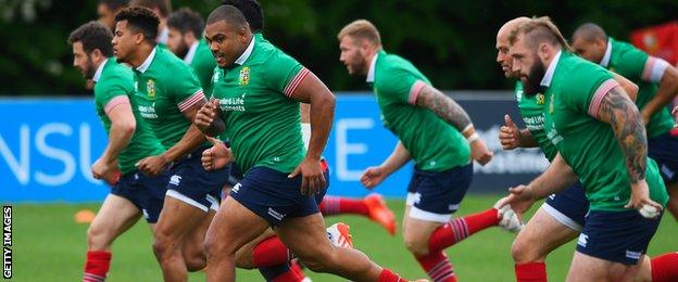 British and Irish Lions players train in Wales