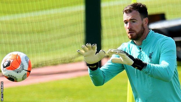 Andy Lonergan in training at Liverpool