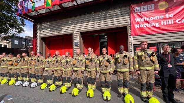 London Fire Brigade lead the 72 second silence to remember the Grenfell victims