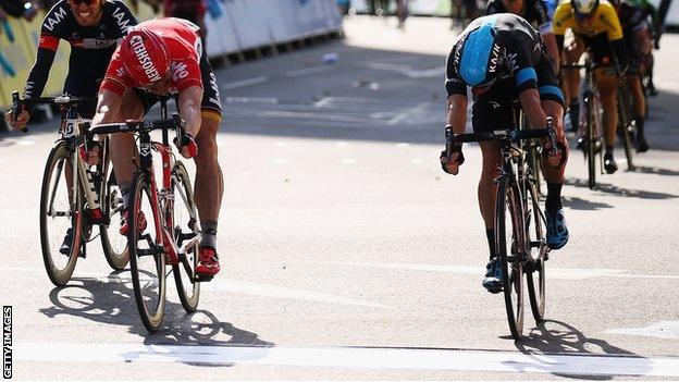 Andre Greipel won stage seven of the Tour of Britain in a photo finish