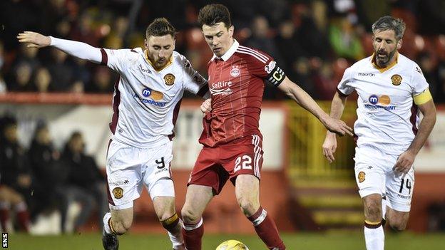 Ryan Jack playing for Aberdeen against Motherwell