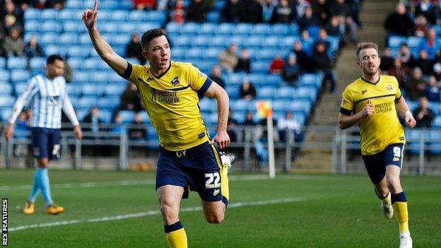 Tom Hopper scored Scunthorpe's ninth-minute opener against Coventry City at the Ricoh Arena