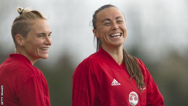 Jess Fishlock and Natasha Harding